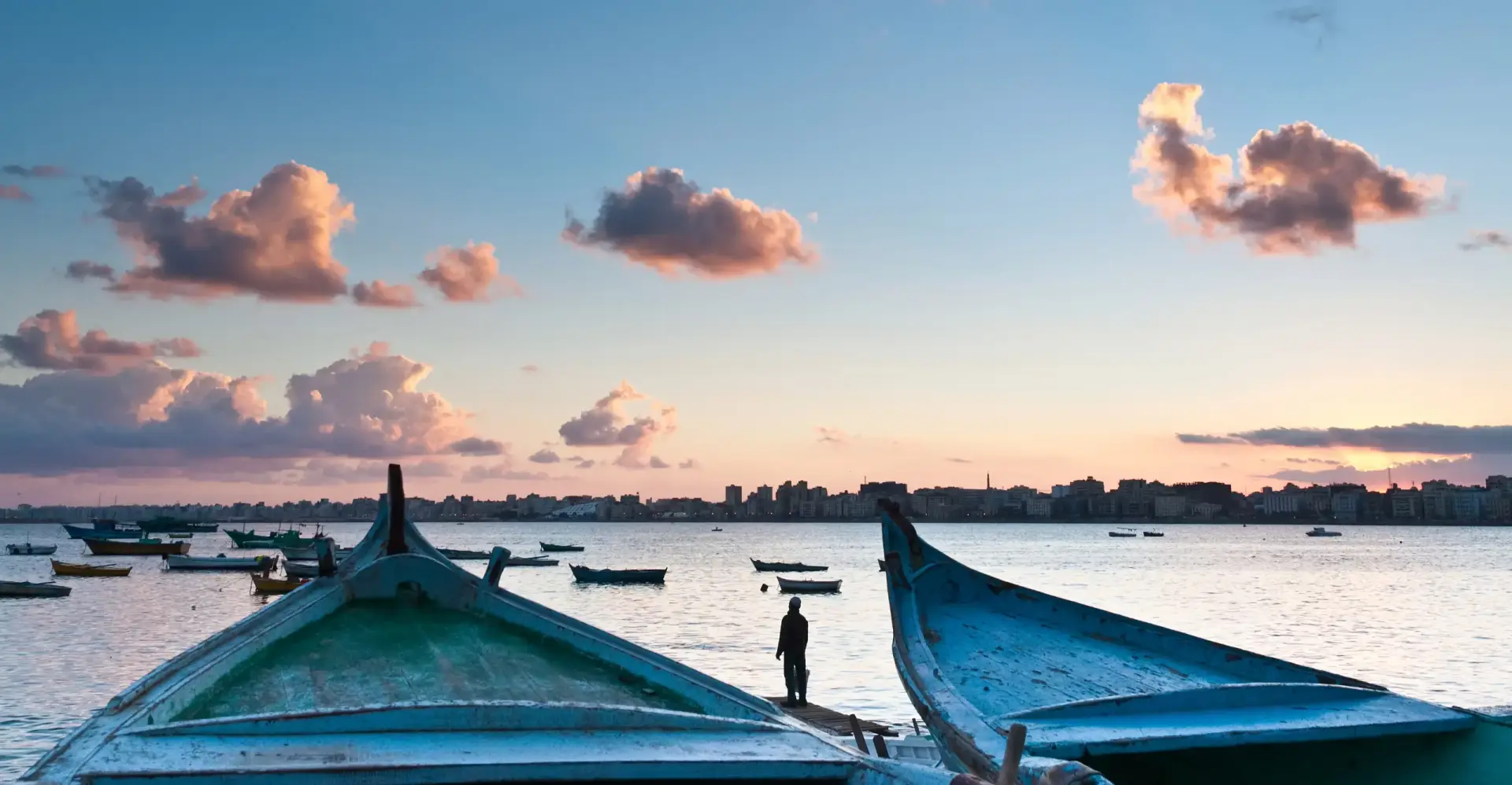 Cloudy sunrise over Eastern harbor Alexandria